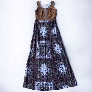 Bluetique sleeveless maxi dress with faux suede top size small